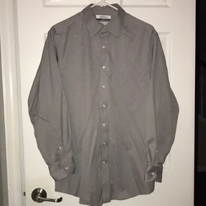 Mens Dress Shirt Gray Stripe